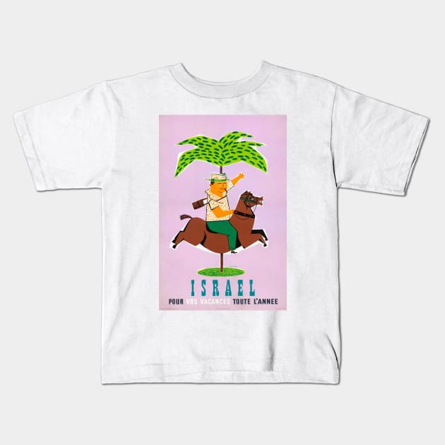 Vintage Travel Poster Israel Horseback Rider Kids T-Shirt by vintagetreasure